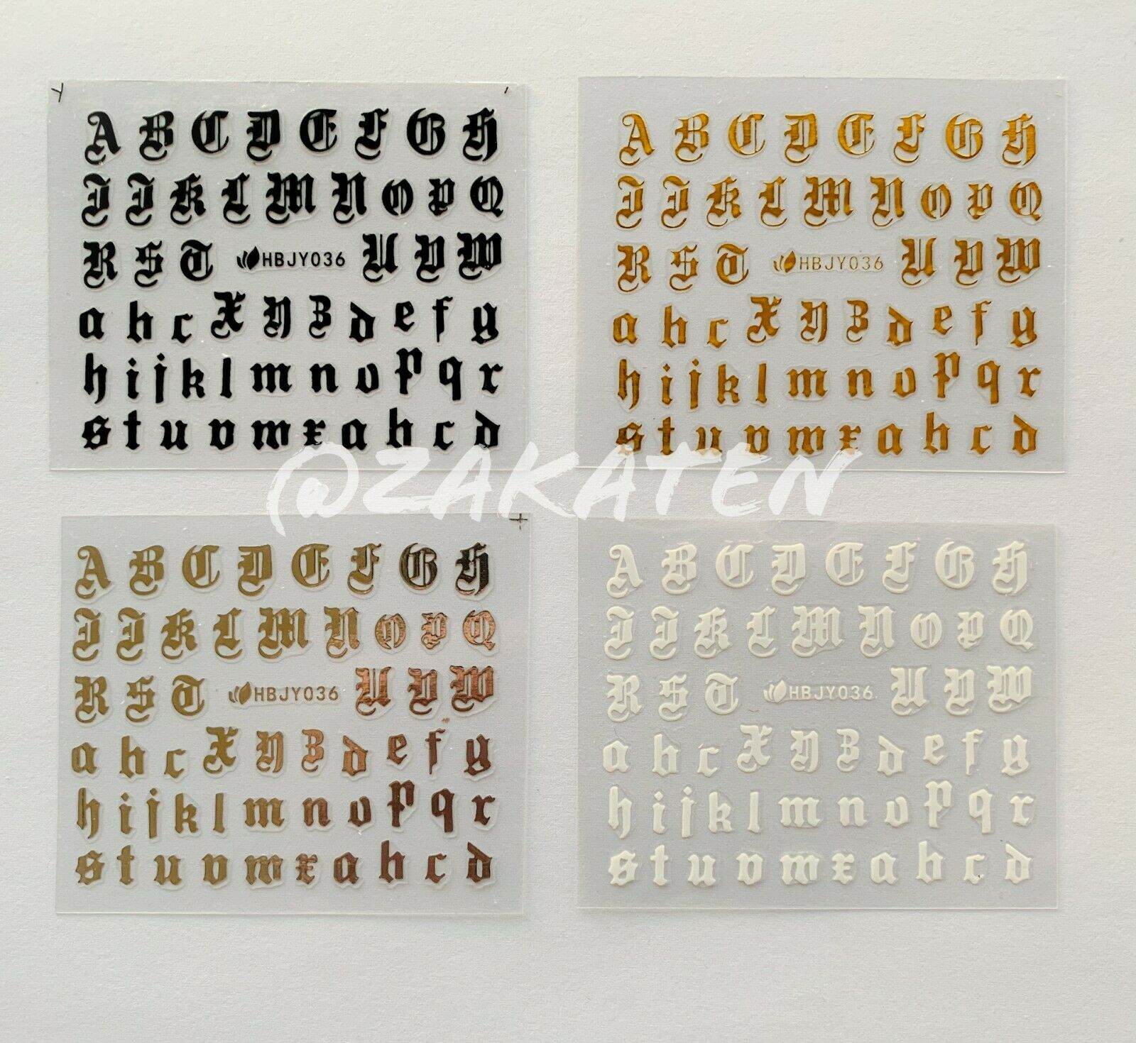 3d Nail Art Stickers Adhesive Transfer Alphabet Letter Series 4 Colors Us Seller