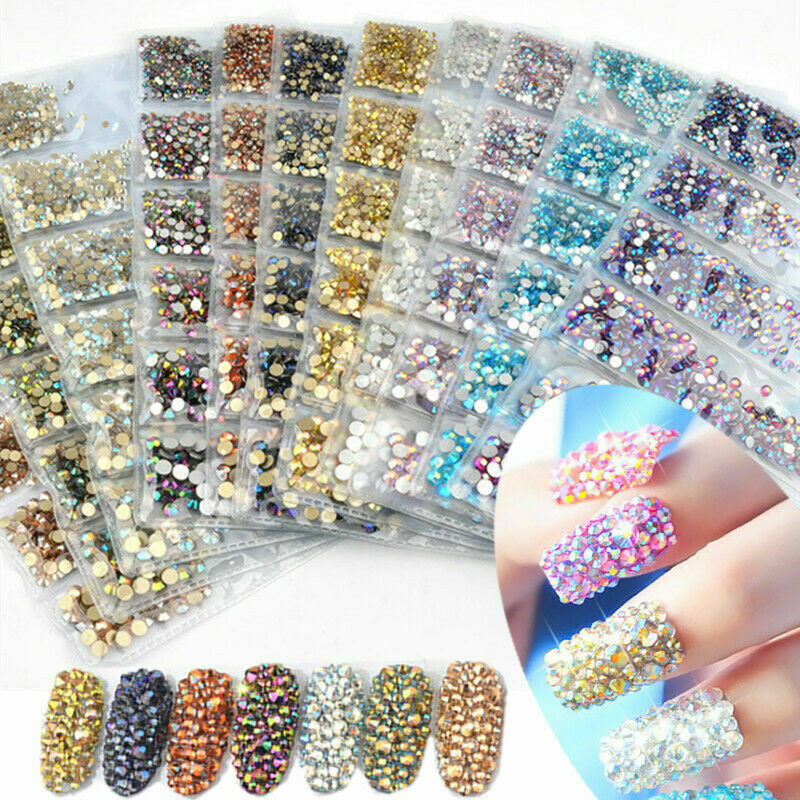 Flatback Nail Crystals Shiny Gems 3d Nail Art Rhinestones Glitter Glass Stones