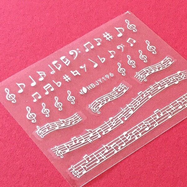 4 Colors Musical Note Staff Stave Notation Art Nail Sticker Hbjy196