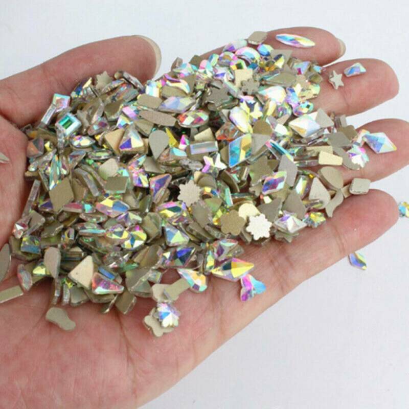 100pcs Crystal Nail Art Rhinestones Flatback Glitter Mix Shape Diamond 3d Tips