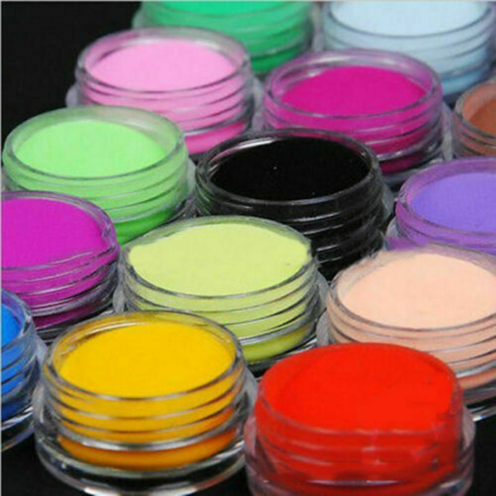 18 Colors Acrylic Nail Art Tips Uv Gel Powder Dust Diy-decoration Set Manicure