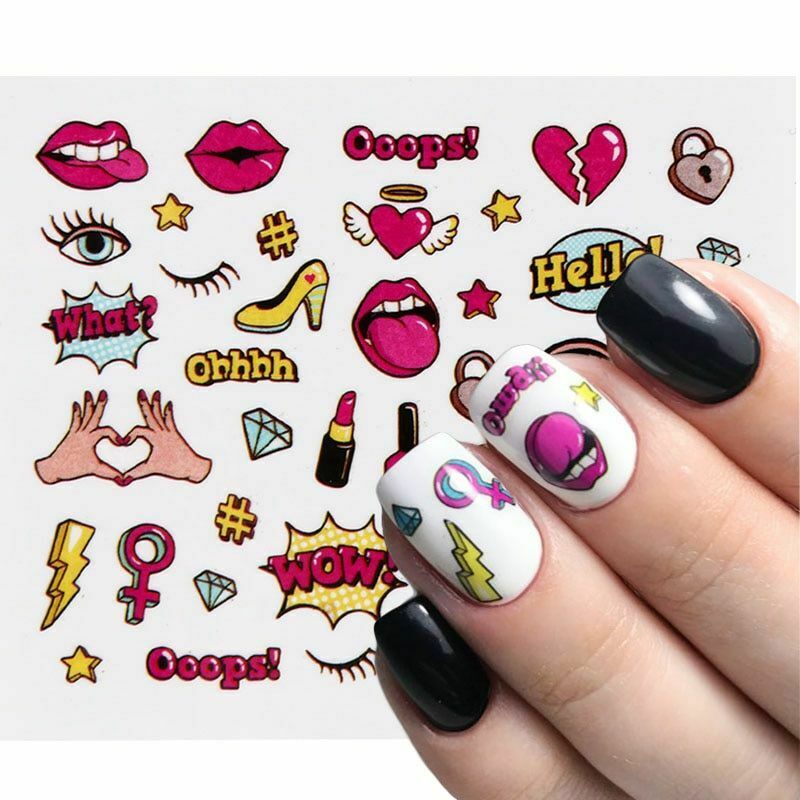 1pc 3d Nail Stickers Water Decals Tattoo Wraps Foils Sliders Lettering Manicure