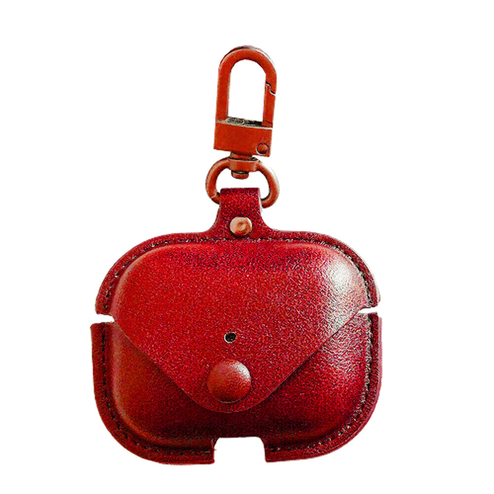 Snap Closing Leather Case W/carabineer For Red For Airpod Airpods 3rd Gen