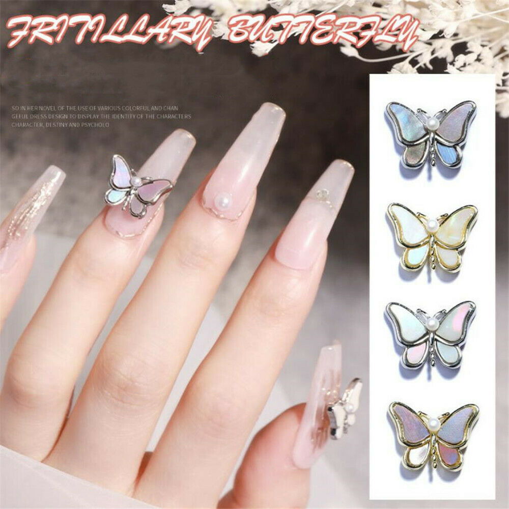 Diy Fritillary Butterfly 3d Nail Art  Glitter Sequin Crystal Tips Manicure Decor