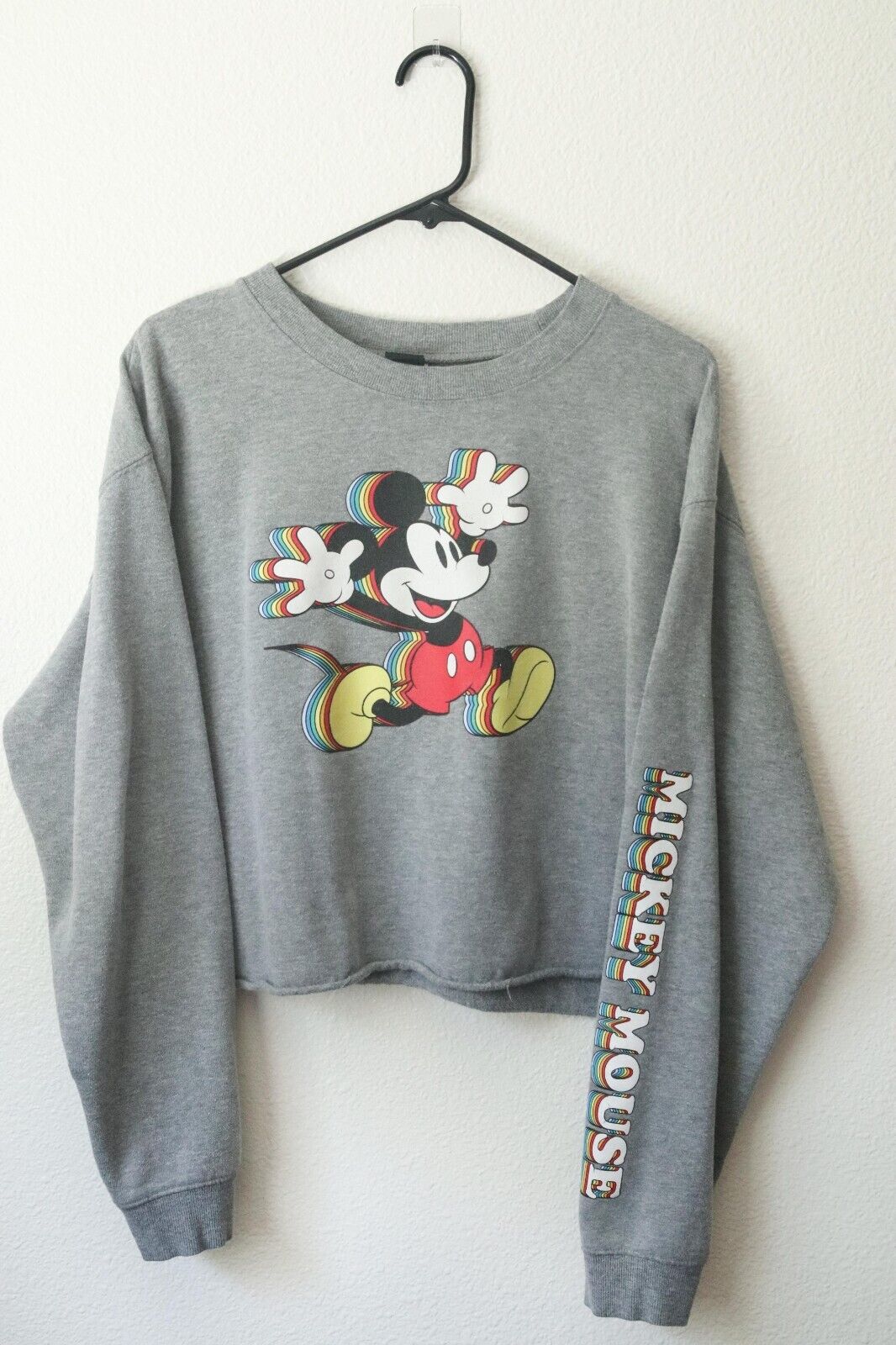 Disney Mickey Mouse Rainbow Crop Top Sweatshirt Jerry Leigh Youth Xl