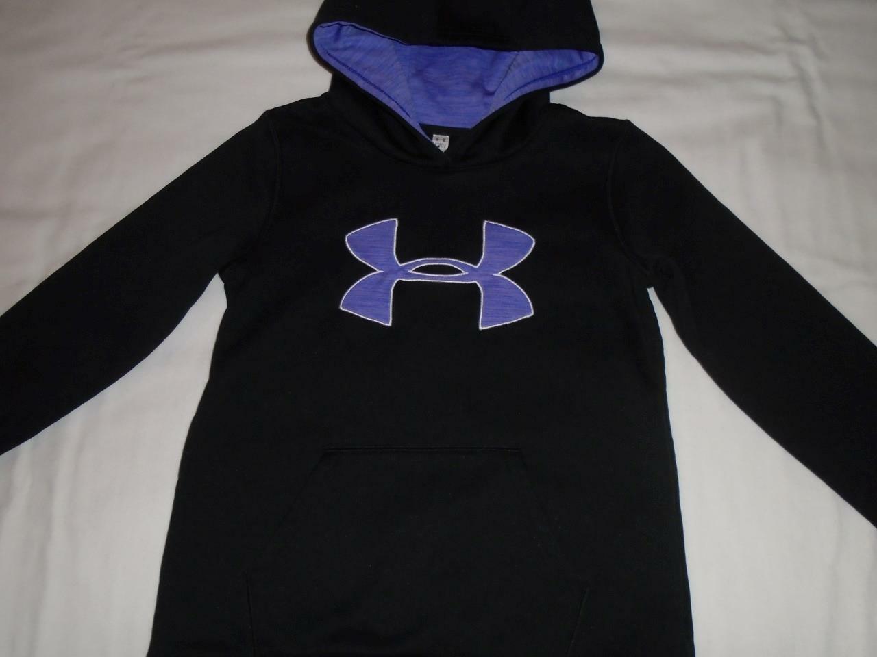 Girls Size Ymd Under Armour Hoodie Black & Purple Cold Gear Very Good Condition