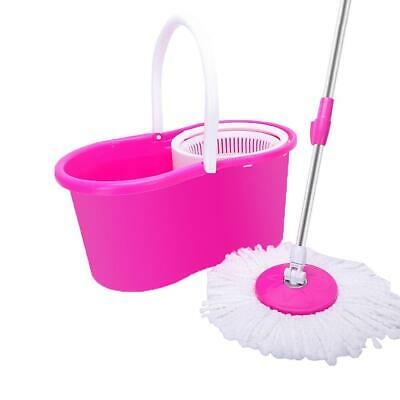 Microfiber Magic Easy Floor Mop With Bucket 2 Heads 360° Rotating Pink Color