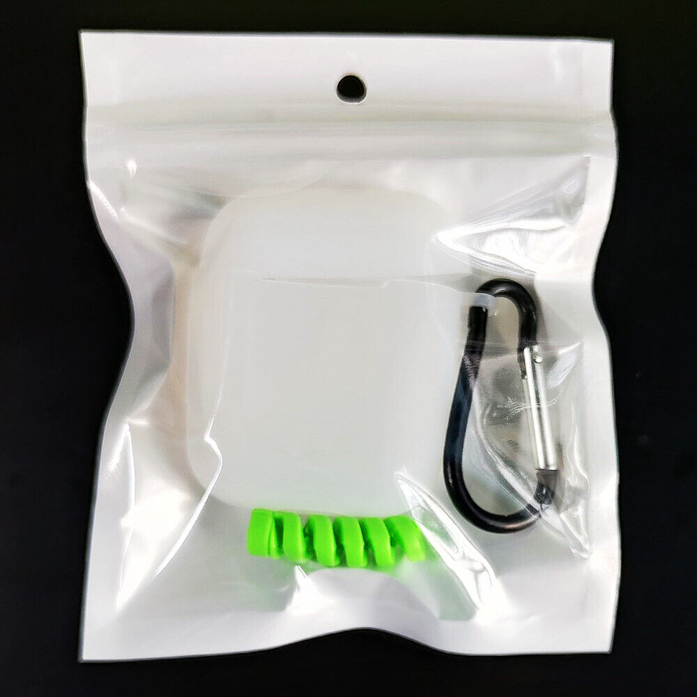 White Clear Soft Case W/ Clip Hook & Cable Protector For Airpods 2nd Generation